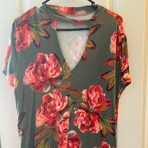 Choker style green floral top